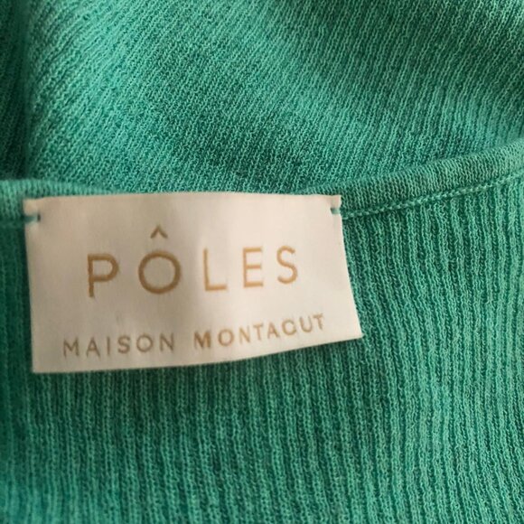 POLES MAISON MONTAGUT blouse aqua green sz Small S Viscose Linen Stretch - Picture 10 of 10